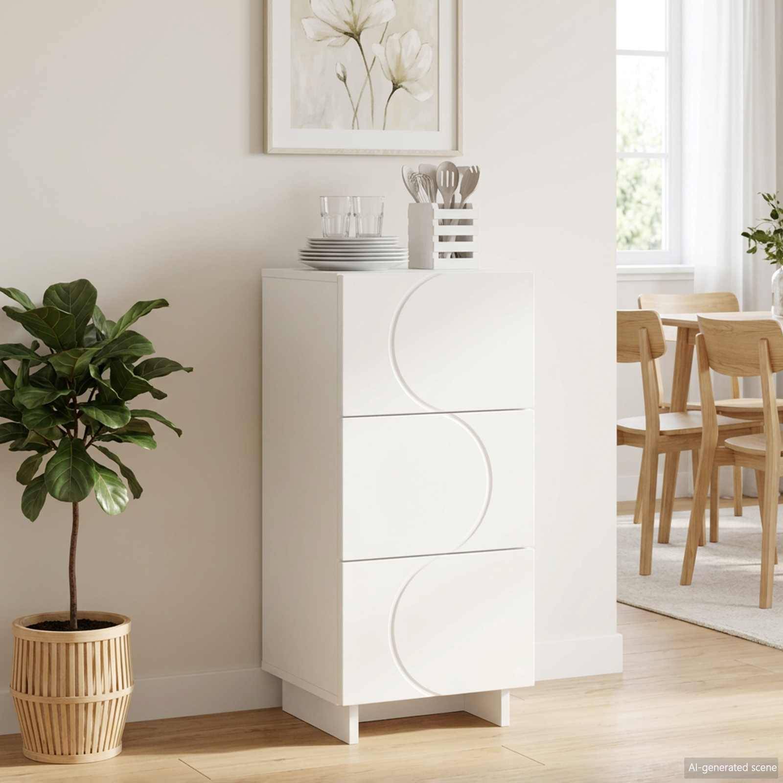 vidaXL Skænk Hvid 33,5 x 34,5 x 75 cm Konstrueret træ