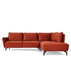 Bella hjørnesofa - orange velour - venstrevendt