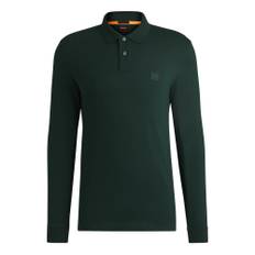 Hugo Boss, Topp, Herr, Grön, L, Orange Slim-Fit Långärmad Piké