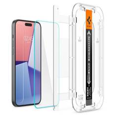 Spigen iPhone 15 Glas.Tr "Ez Fit" Skärmskydd Härdat Glas - 2-Pack - Clear