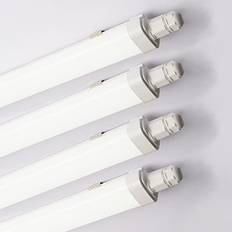 Sundertech 4-Pack Fluorescerande LED-Stång 120 cm, 30 W, 3420 lm IP65, Vattentät Armatur, Grenuttag för Kök, Garage, Förråd, Badrum, Arbetsbänk