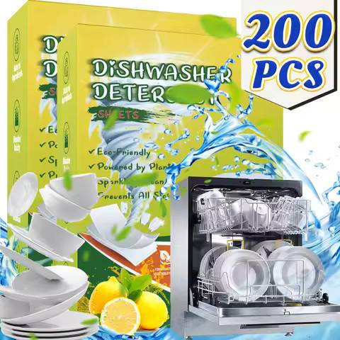 10/100pcs Dishwasher Cleaner Lemon Scented Dishwashing Tablets Quick Dissolve Oil Stain Removal Deodorization Cleaning Tablets