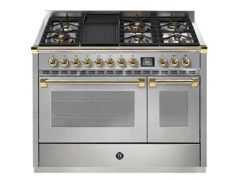 Ascot - Combi-steam - Gaskomfur 120 cm (2 ovne) + BBQ - Rustfrit/Messing - Steel.