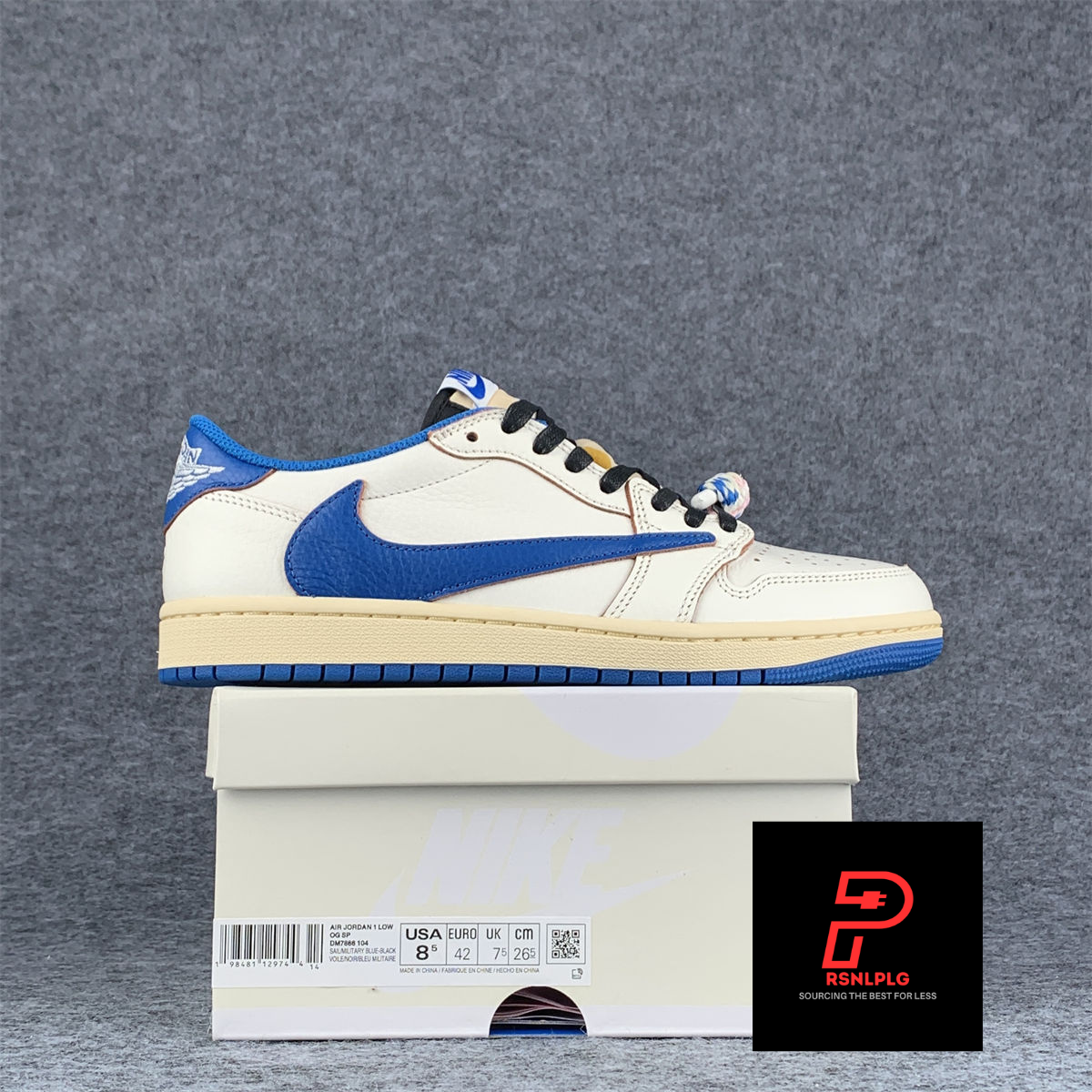 Fragment Design x Travis Scott x Air Jordan 1 Retro Low OG SP 'Sail Military Blue' (B-Grade) - (Mens) EUR 44 • US 10 • UK 9