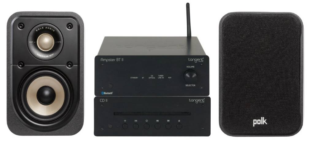 Tangent Performance Micro Stereo Paket Lösa Delar Svart elektronik med Svarta högtalare