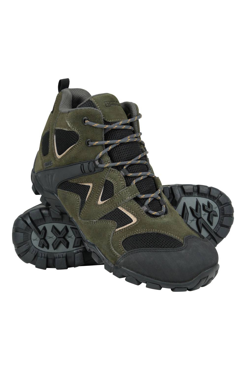 Mountain Warehouse Men ’Curlew’ Waterproof Suede and Mesh Upper Low Profile Walking Boots in Khaki | Size: 9