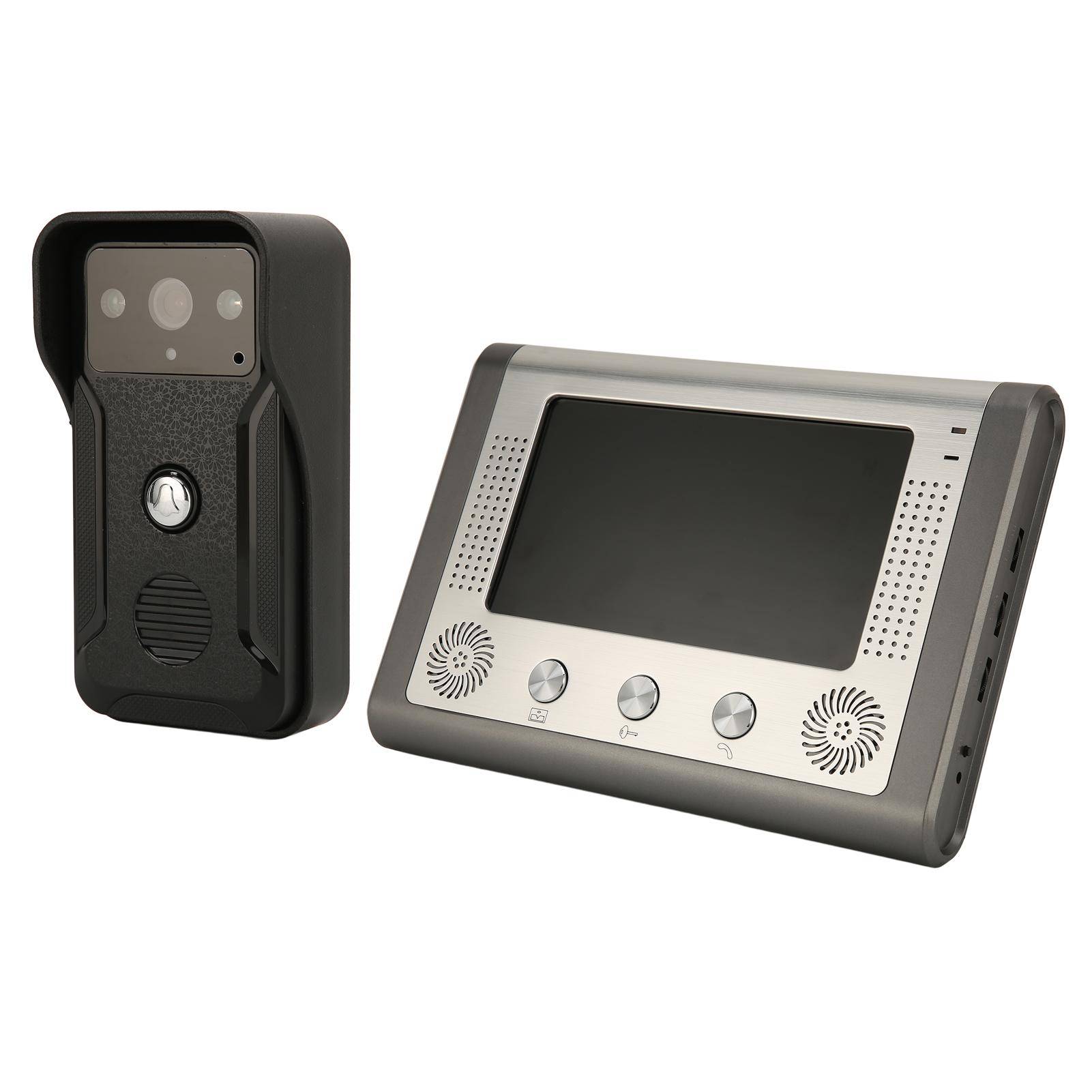 7-tums videointercom dörrklocka med nattseende infraröd kamera, handsfree-intercom, justerbar US Plug