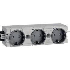 10 stk Ecoline stikkontakt 3xSCHUKO for C-profilmontage RAL9011