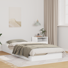 vidaXL Gulv seng ramme Hvid 90 x 200 cm Massiv fyrretræ