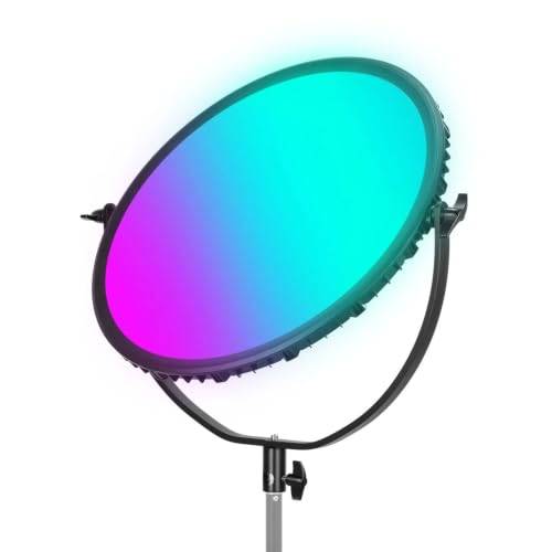 NEEWER 18 tum RGB rund LED-panel, videolampa med appstyrning, 65 W, 6 000 lux/0,5 m, 2 500 K RGBCW, fotografering studiobelysning/18 scener/V batteridriven för utomhusfotografering, streaming, GR18C