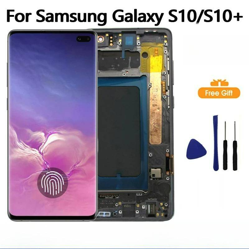 TFT-skärm för Samsung Galaxy S10 S10 Plus LCD-display Pekskärm Digitizer-enhet för Samsung S10+ G973F G975F Display