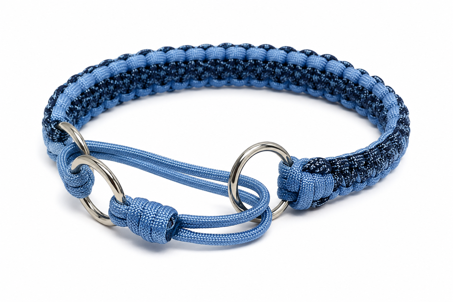 Håndlavet halsbånd i Paracord – Blå - 50 cm , Messing