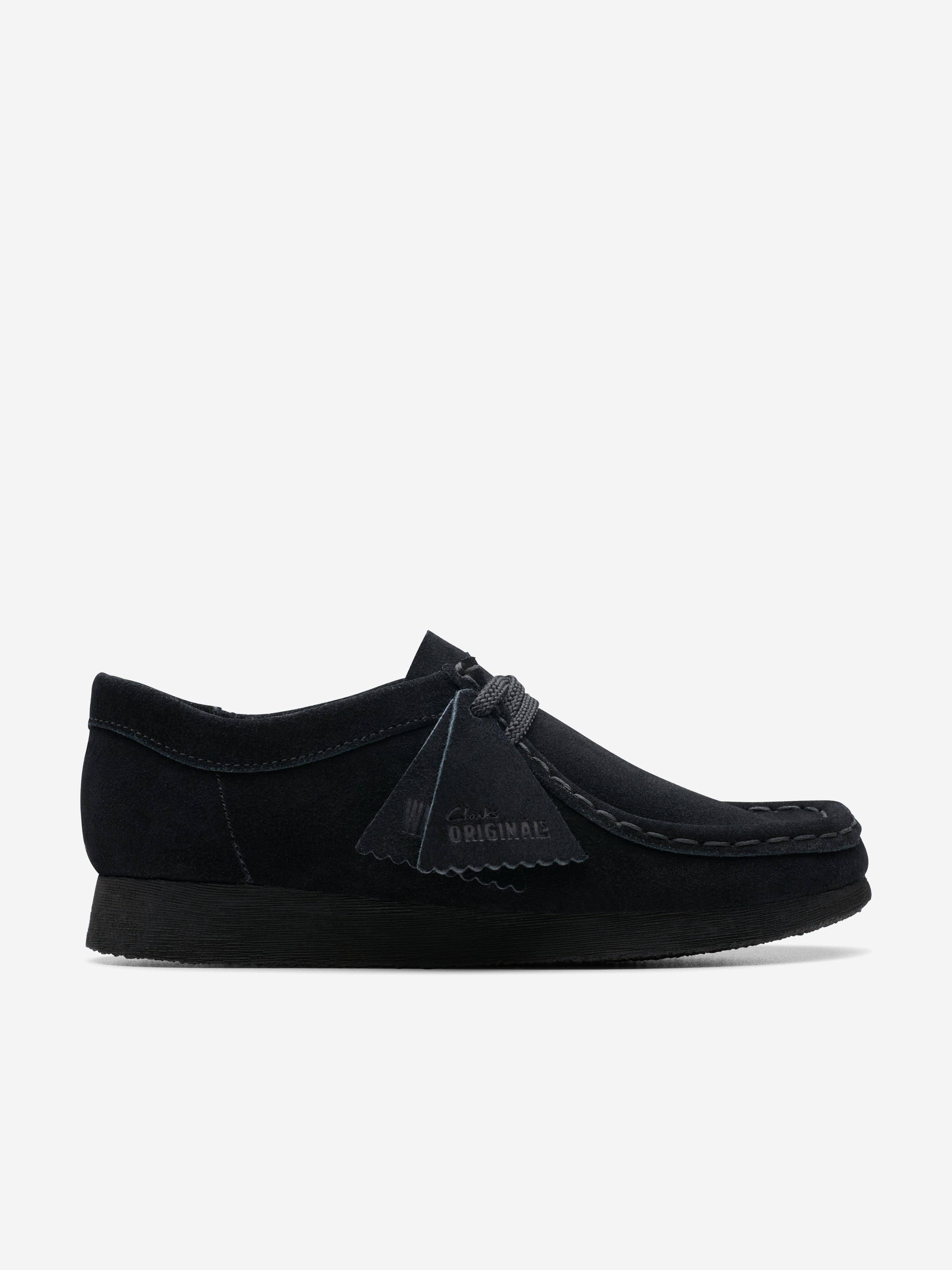 Clarks Kids Suede Wallabee Shoes in Black (Wide Fit) - Black / EU 35 UK 2.5 (EU 35 UK 2.5)