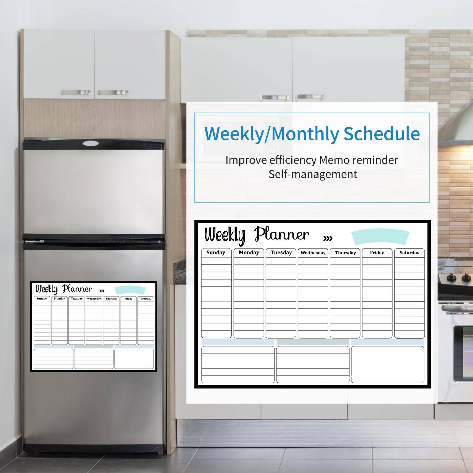 Magnetic Dry Erase Calendar Whiteboard Kylskåpsmagnet Flexibla dagliga meddelandeklistermärken för veckovis