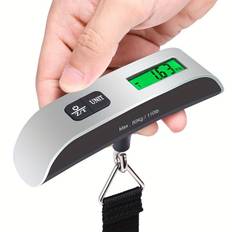TEMU Portable Electronic Luggage Scale, Rechargeable Travel Suitcase , 36v Max Voltage, , Plastic Material, 50kg Capacity, With Led Display And Automatic Shut-off