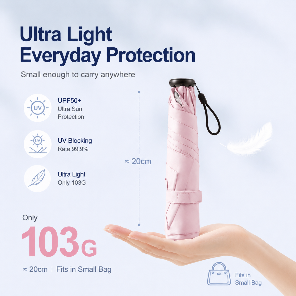 2 in 1 Sun Protection Ultra Light Pencil Umbrella Portable Folding UV Block Travel Umbrella Mini Pocket Rain Umbrella for Women