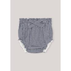 Bloomer med sløjfe - Snow white and navy blue - Marine Blue Check - 18-24M