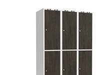 (ComputerSalg) Garderobeskab 3x300 mm Skråt tag 2-delt søjle Laminat dør Nocturne wood Cylinderlås