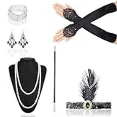 Shallyong 20-tals Karnevaldräkter, 6 Stycken, Great Gatsby Tillbehör Damer för Karneval, 1920-talet Maskboll