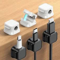 Magnetisk sladdhållare Kabelklämmor Apparatsladd Organiserare Självhäftande kabelhantering Trådtelefon USB-laddare Kabelhållare Hållare Organizer För - Multifärgad (1 st vit,3 st svart,3 st vit,6 st svart,6 st vita)