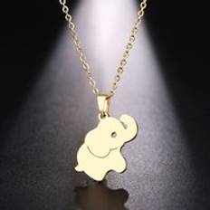 Dotifi rostfritt stål halsband för kvinnor man söt liten elefant guld och silver färg hänge halsband engagemang smycken - Guldfärg