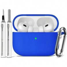 4-i-1 Apple Earphone Skyddsfodral & rengöringsborstesats - Kungsblått (AirPods1/2,AirPods Pro,AirPods 3,AirPods Pro (2nd generation),AirPods 4)