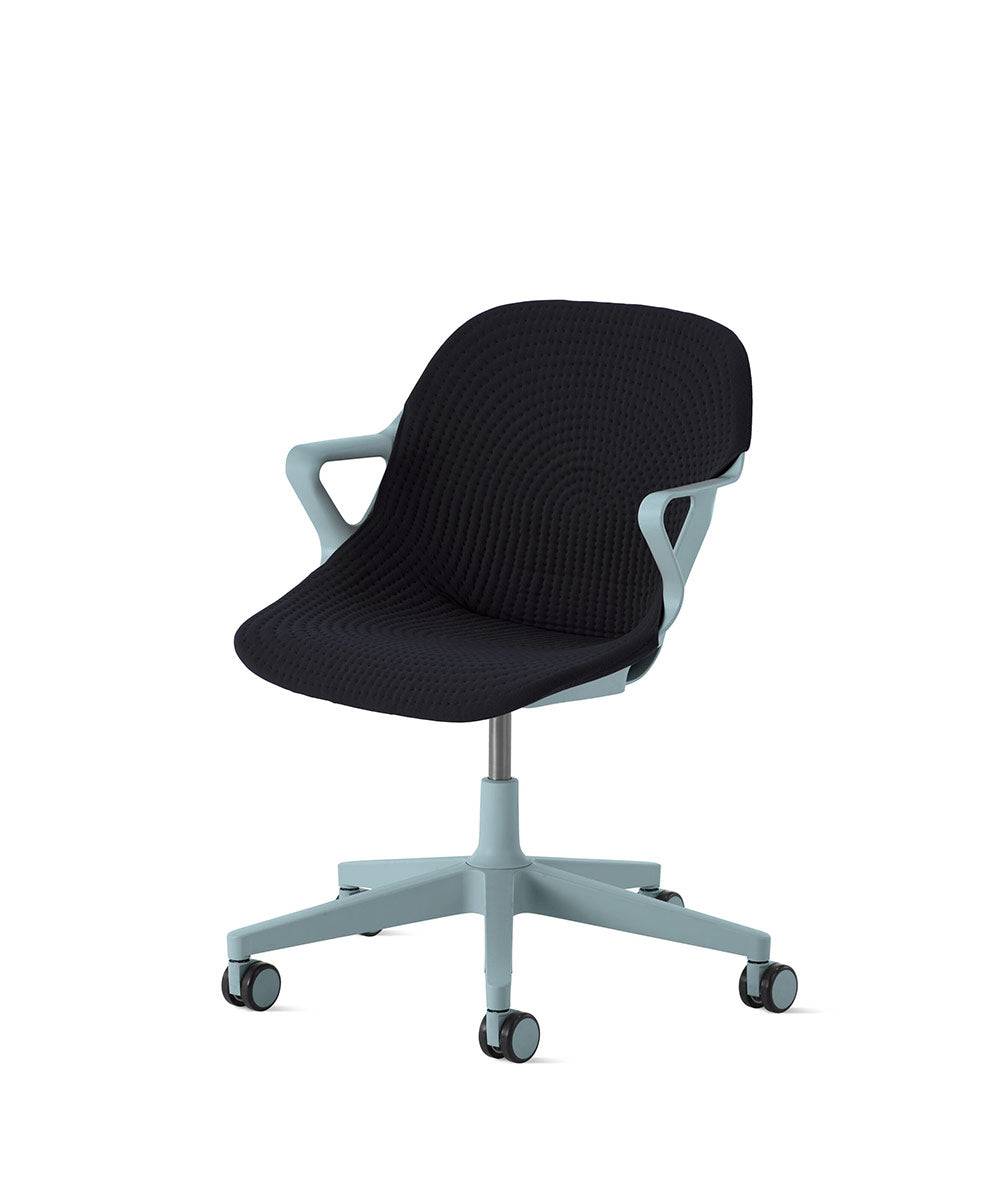 Zeph-stoel vaste armleuningenGlacier in Unibody/Zwart by Herman Miller