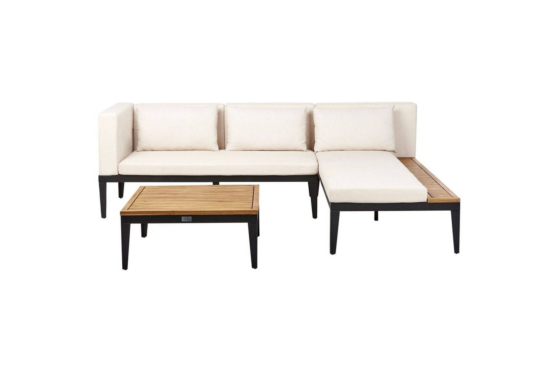 Trädgårdshörnsoffa med bord 3-sits Bracciano - Loungeset & loungegrupp Beige,Brun,Svart