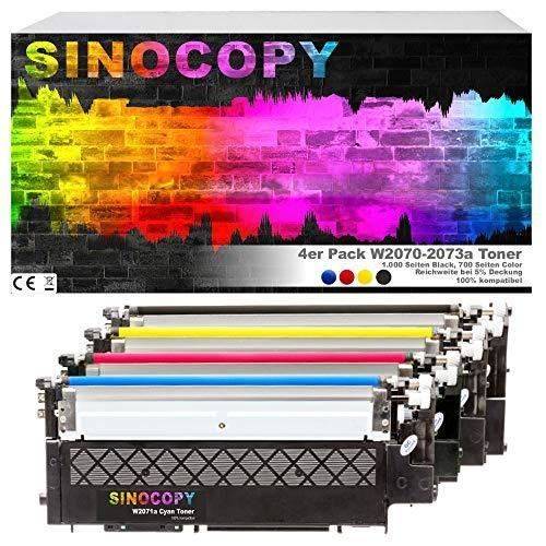 SinoCopy Set med 4 toner med chip motsvarande HP W2070A, 117A för Color Laser 150 150A 150NW I MFP 178 178NW 178NWG 1 skrivare
