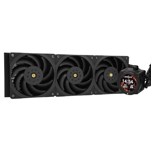 TR CORE VISION 360 Svart CPU-vattenkylare med 3 PWM-fläktar, 2150 PRM Vattenkylningssystem med lösbar magnetisk LCD-skärm med upplösning 480 * 480, för AM4/AM5 & Intel LGA1851/1700