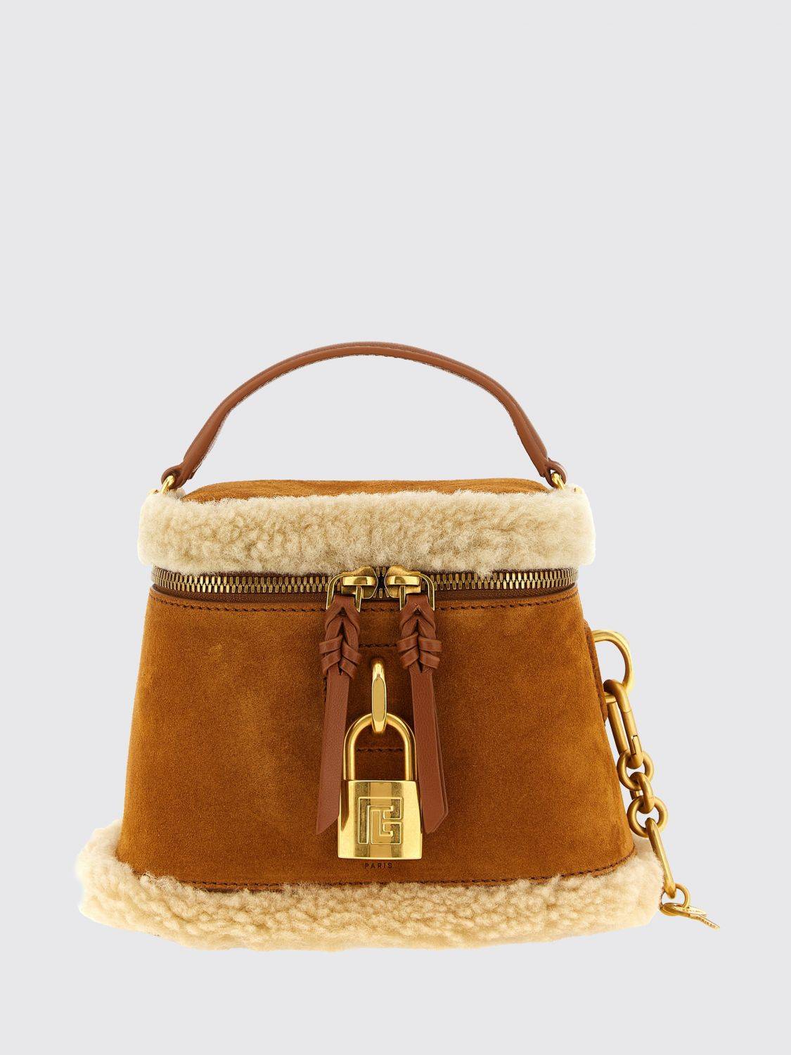 BALMAIN Pulse Vanity Mini-Tasche aus Shearling und Wildleder - OS