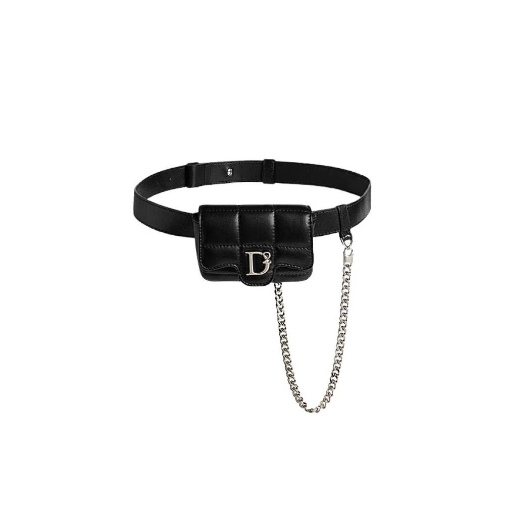 Dsquared2 Mini Quilted Nappa Leather Belt Bag - Tasker - Dame - Sort - ONE SIZE - Bomuld