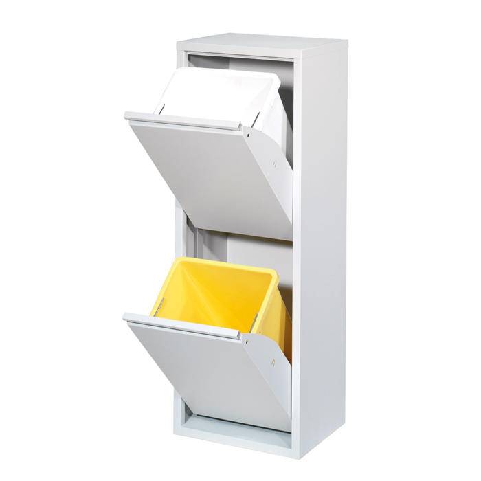 Affaldsstation 2x15L, hvid/lysegrå