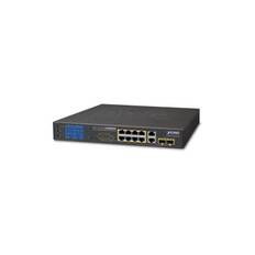 8 port Unmanaged switch. 8 x 10/100Mbit RJ45. Fiber 2 x Gbit SFP, PoE+ LCD skærm, UTP extended til 250meter, 230VAC