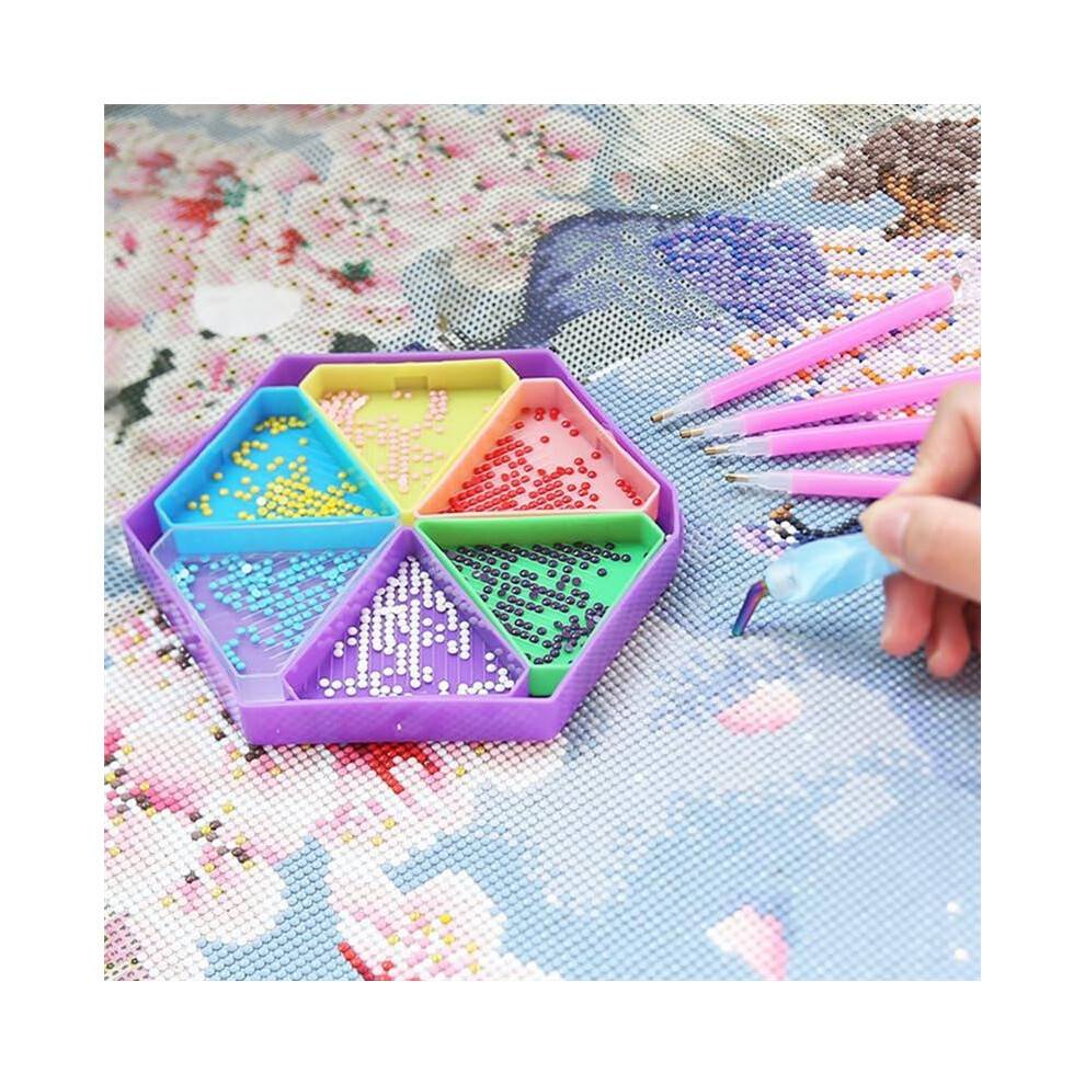 Diamond Art Målarbrickor Organizer, Diamantkonsttillbehörsbrickor med Pensel och Sked, Rhinestone Tray Sorter