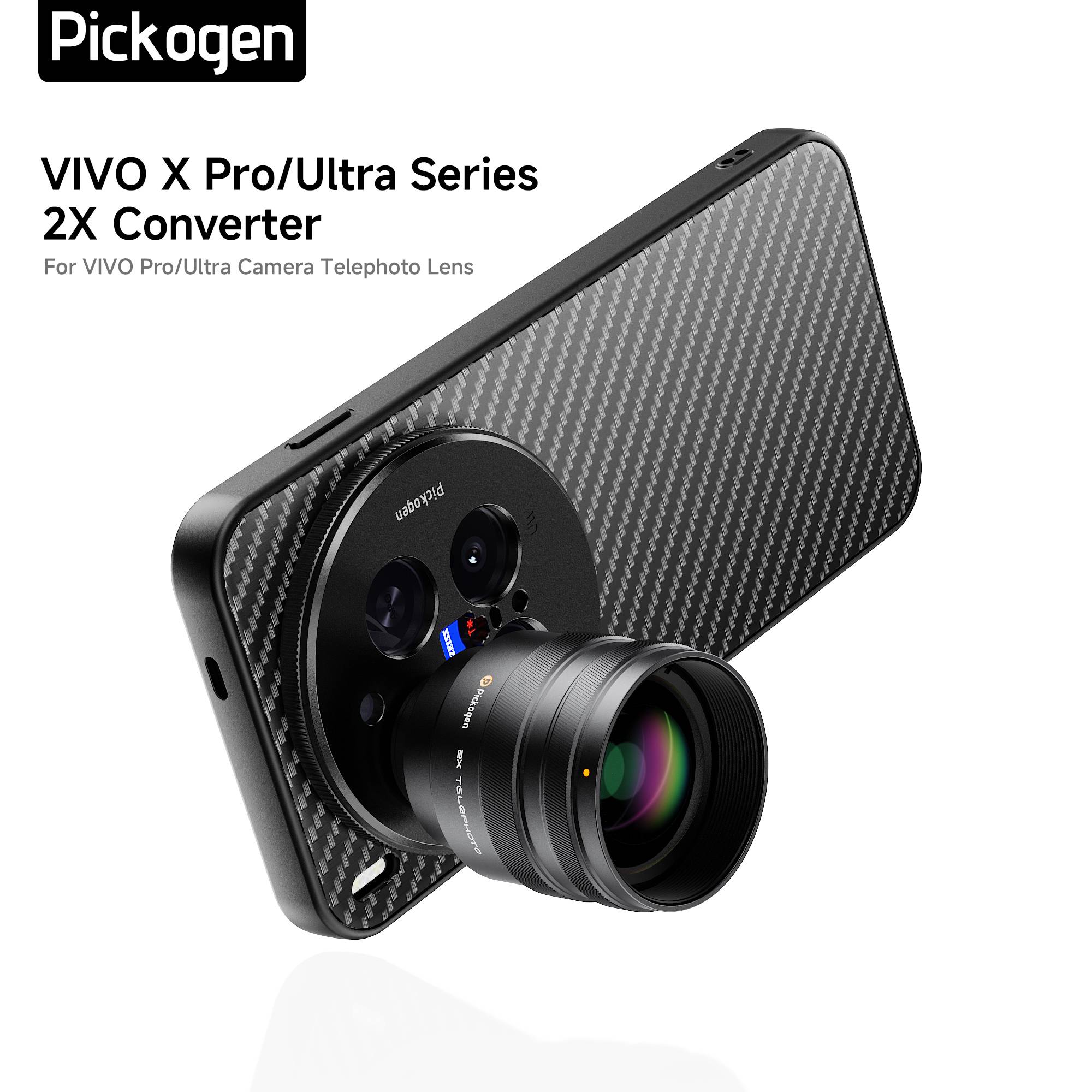 PICKOGEN 2X Converter for Mobile Phone Camera Telephoto Lens, 240mm Teleconverter With Phone Case Vivo X300 Pro/X200 Ultra