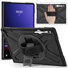 EIDERWOOD Samsung Galaxy Tab S10 Ultra X920 / S8 Ultra X900 X906 / Tab S9 Ultra X910 Shockproof cover med Håndholder & Kickstand - Sort