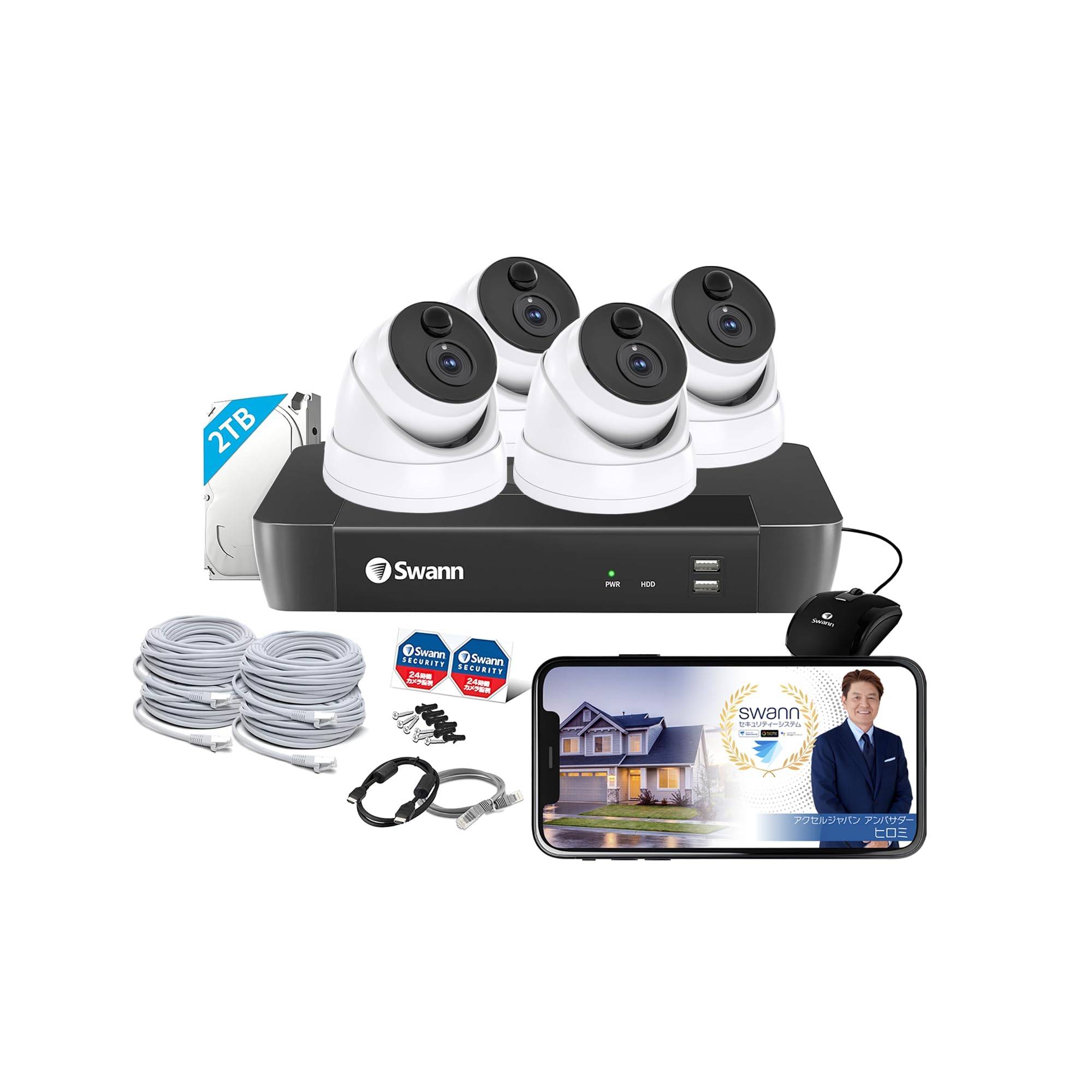 Authorized Swann Security Camera 8CH 4K NVR Recorder Equipped with 2TB IP66 Specification Outdoor and Indoor Compatible Infrared Night Vision Function vit