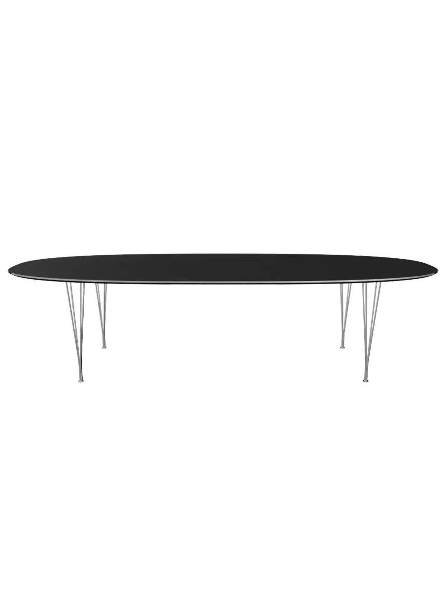 Piet Hein B617 Superellipse spisebord, 300 x 130 cm fra Fritz Hansen Sort laminat m. alukant - Jacobsen Plus