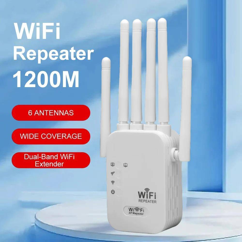 1200 Mbps Dual Band WiFi Repeater 2.4G 5G trådlös signalförlängare Wifi Amplifier Router Long Range Wi-Fi Booster för kontorshem