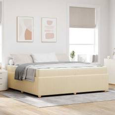 vidaXL Sengeramme med madras med madras Creme 200 x 200 cm Stof