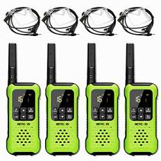 Retevis RT649P Walkie Talkie uppladdningsbar, vattentät IP67-simmare, PMR 446, 16 kanaler licens, LED-ficklampa, CTCSS/DCS VOX, Walkie Talkie-headset (2 par, grön)