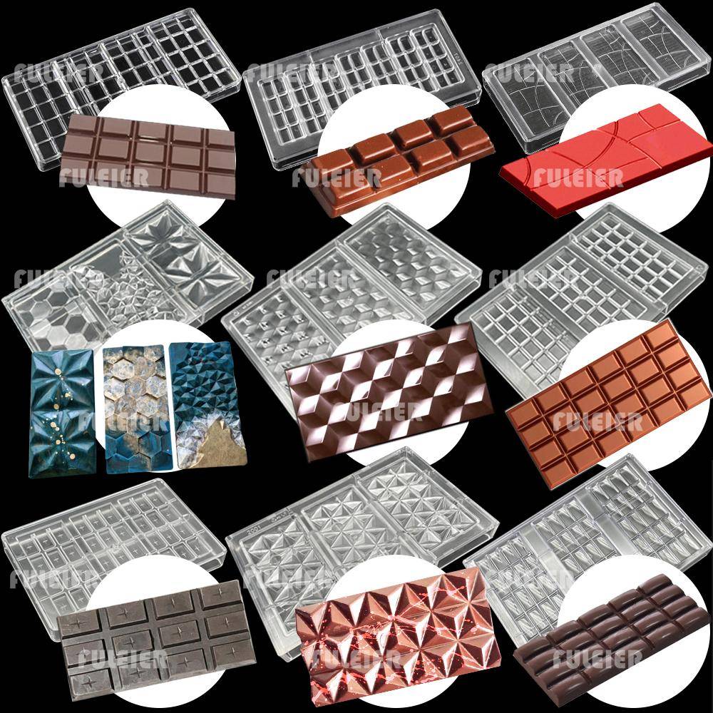 26 Stilar Polykarbonat Chokladkaksformar Bakning Tårta Belgiska Sötsaker Godisbarsform Konfektyrverktyg för Choklad Bakverk
