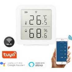Tuya wifi termometer digital lcd display sensor smart temperatur fuktighet hygrometer digital app kontroll alexa smart home - 1 st