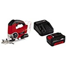 Einhell Akku-Stichsäge TE-JS 18 Li Power X-Change (Li-Ion, 18 V, max. 80 mm Schnitttiefe, 4-Stufen Pendelhub, Absaugadapter, Parallelanschlag, LED-Licht, inkl. 4,0 Ah Akku und Ladegerät)