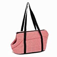 Rucksäcke Für Haustiere 1St Rosa Plaid Weiche Haustier Hund Umhängetaschen Trage Rucksack Outdoor Haustier Hundetrage Welpen Reisetasche 39X20X22Cm