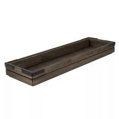 Stapelbar trälåda, GN 2/4, höjd 5,7 cm - flera färgval (Kastanjebrun/svarta metallhörn)