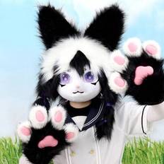 Plush Animal Head Mask Fursuit Headgear Furry Cosplay Masquerade Costume Accessories - Multicolor - one-size