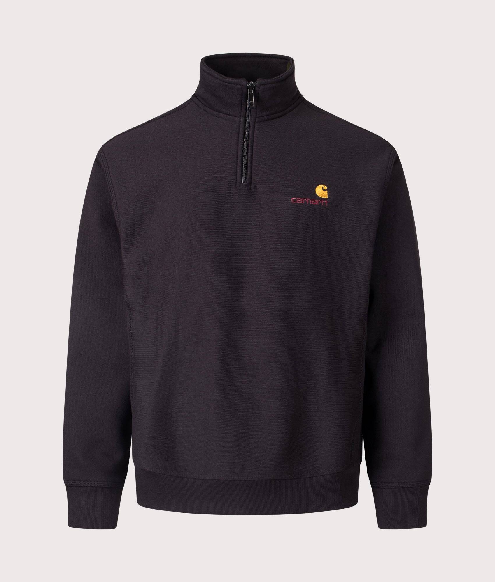 Loose Fit Quarter Zip American Script Sweatshirt - XL / 89XX Black / I027014