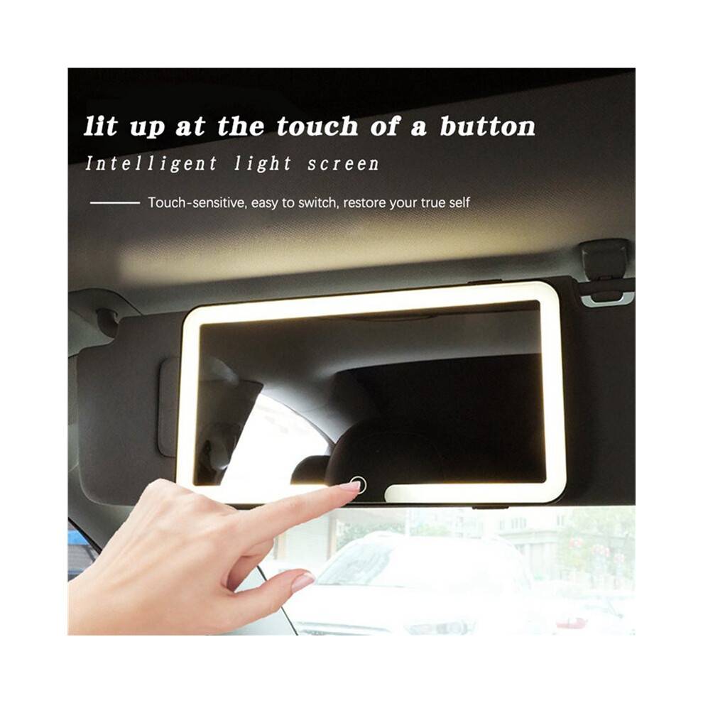 2X Sun Visor LED Makeup Mirror, Rechargeable Led Mirror with Dimmable Touch Screen, Makeup Mirror with 3 Light Modes,